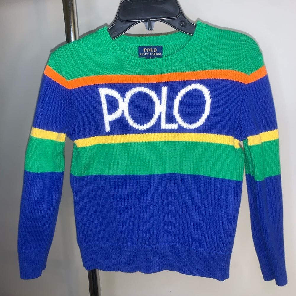 Polo Ralph Lauren Kids Colorblock Logo Knit Sweater – Size 7